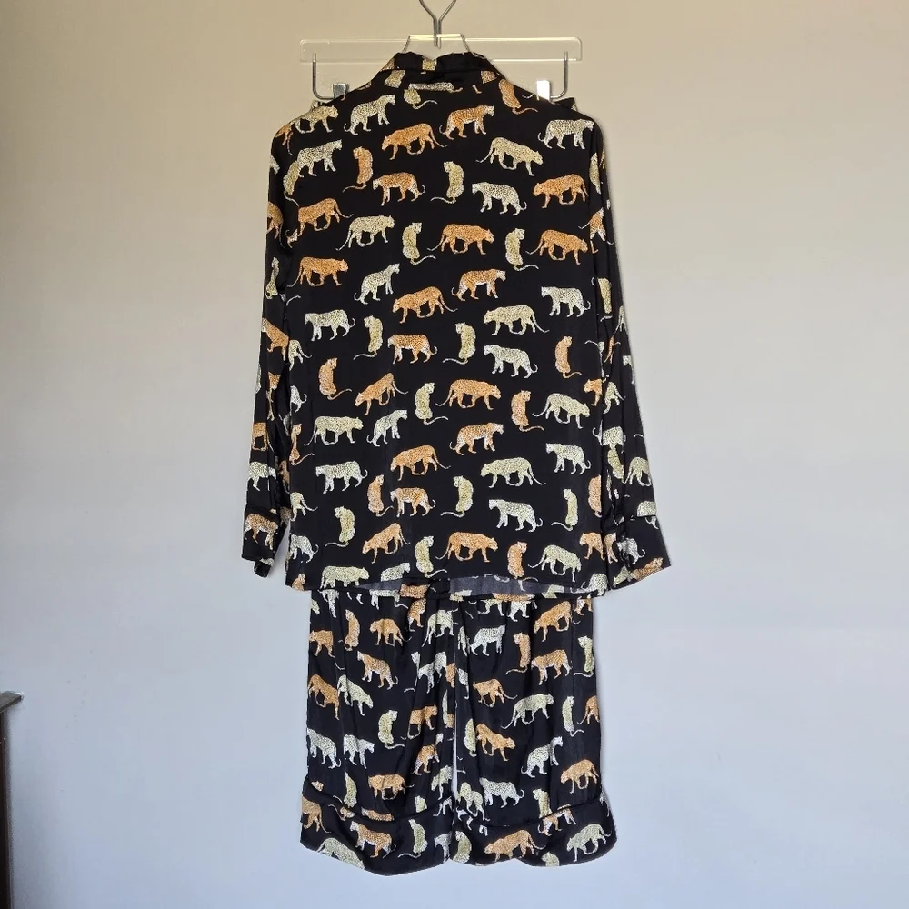 Banana Republic Satin Pajama Set with Safari Animal Print Size M